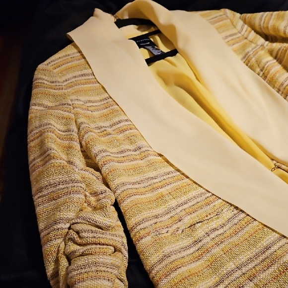 Doncaster Sz 16 Women's Yellow. Cream, Gold Striped Jacket $595 Retail! NWT - Picture 12 of 13
